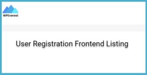 User Registration Frontend Listing