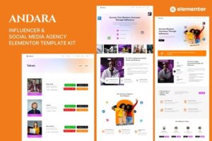 Andara - Influencer & Social Media Agency Template Elementor Kit