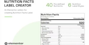 Nutrition Facts Label Creator Elementor Addon