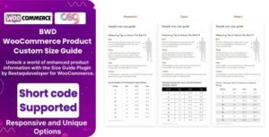 BWD Product Custom Size Guide For WooCommerce